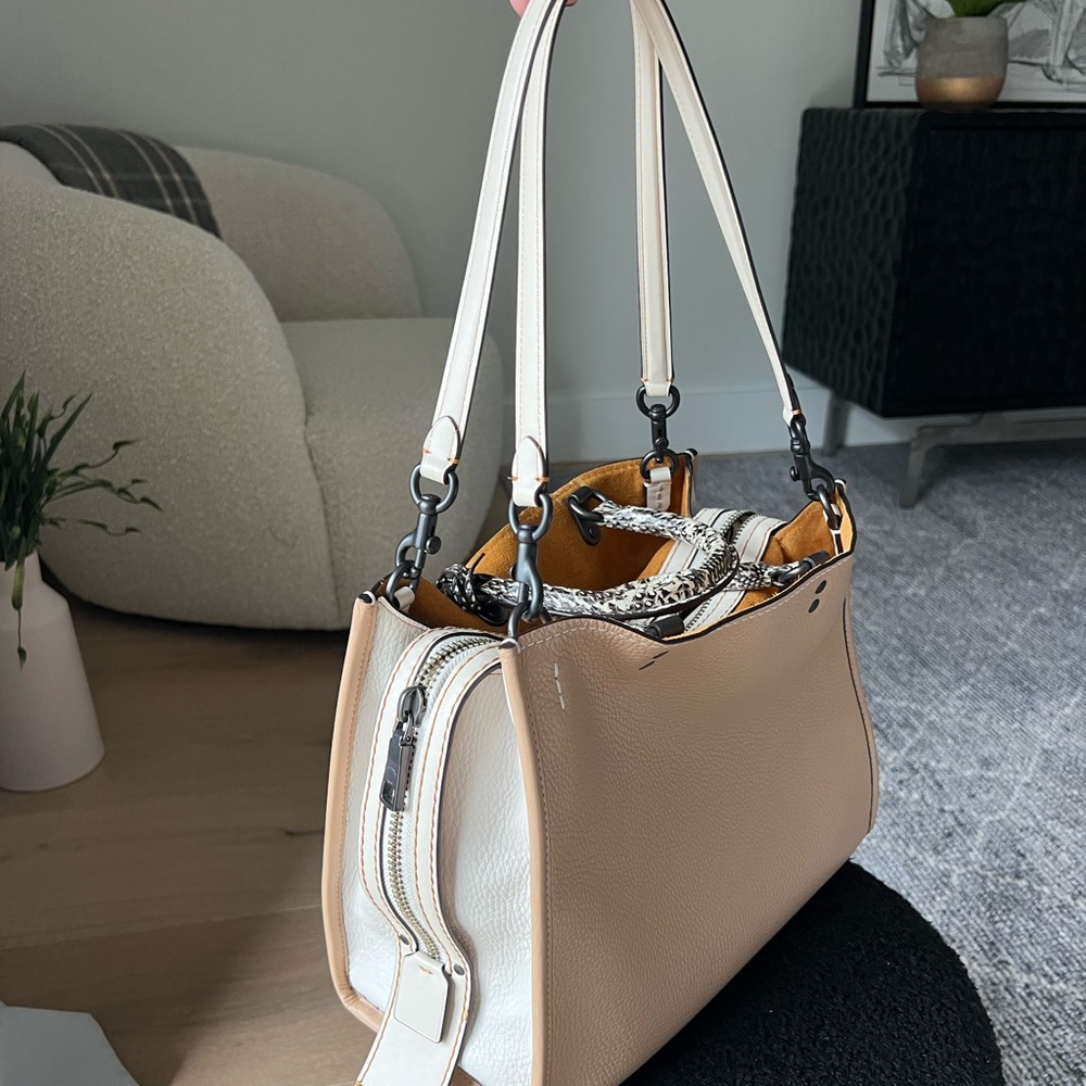 Coach Rouge Beige Tote with Snakeskin Accents - Picture 8 of 17